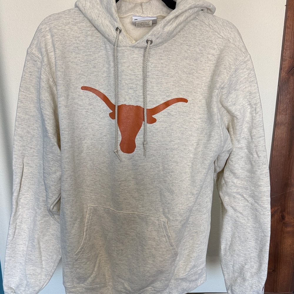 Champion Cream Hoodie with Orange Graphic